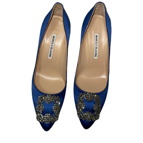Manolo Blahnik Shoes - Manolo Blahnik Royal Blue Embellished Heels